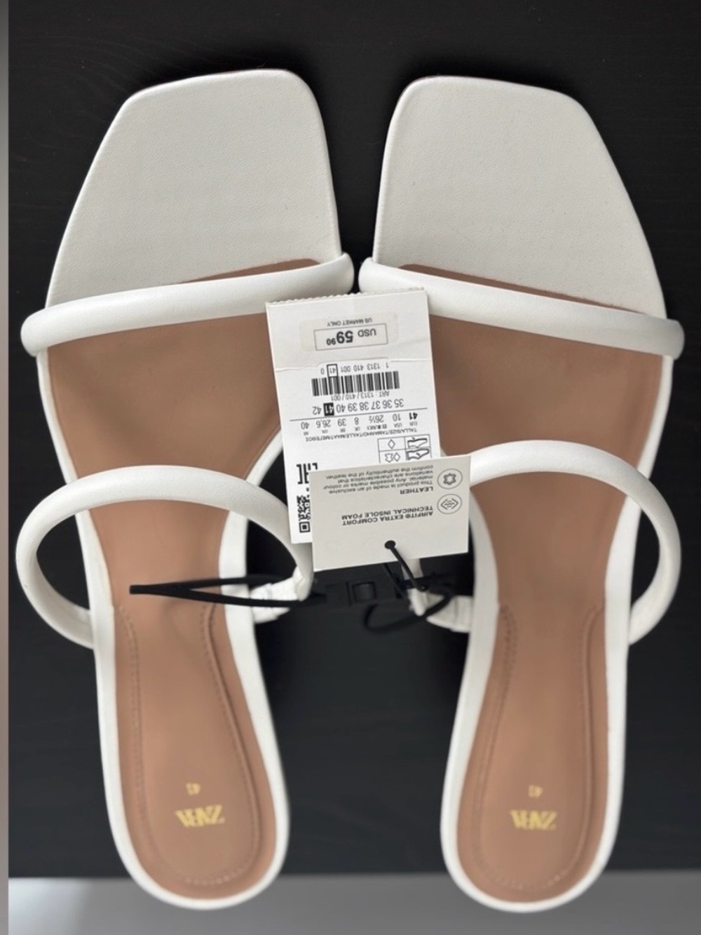 White Heels Zara Low Heels Size 10 Pumps Strappy Heels NEW with Tags White Shoes